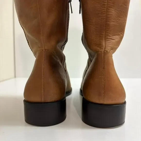 VERY GOOD Boden Knee High 14" Brown Leather Flexible riding boots 8 US / 39 EU - Picture 5 of 13